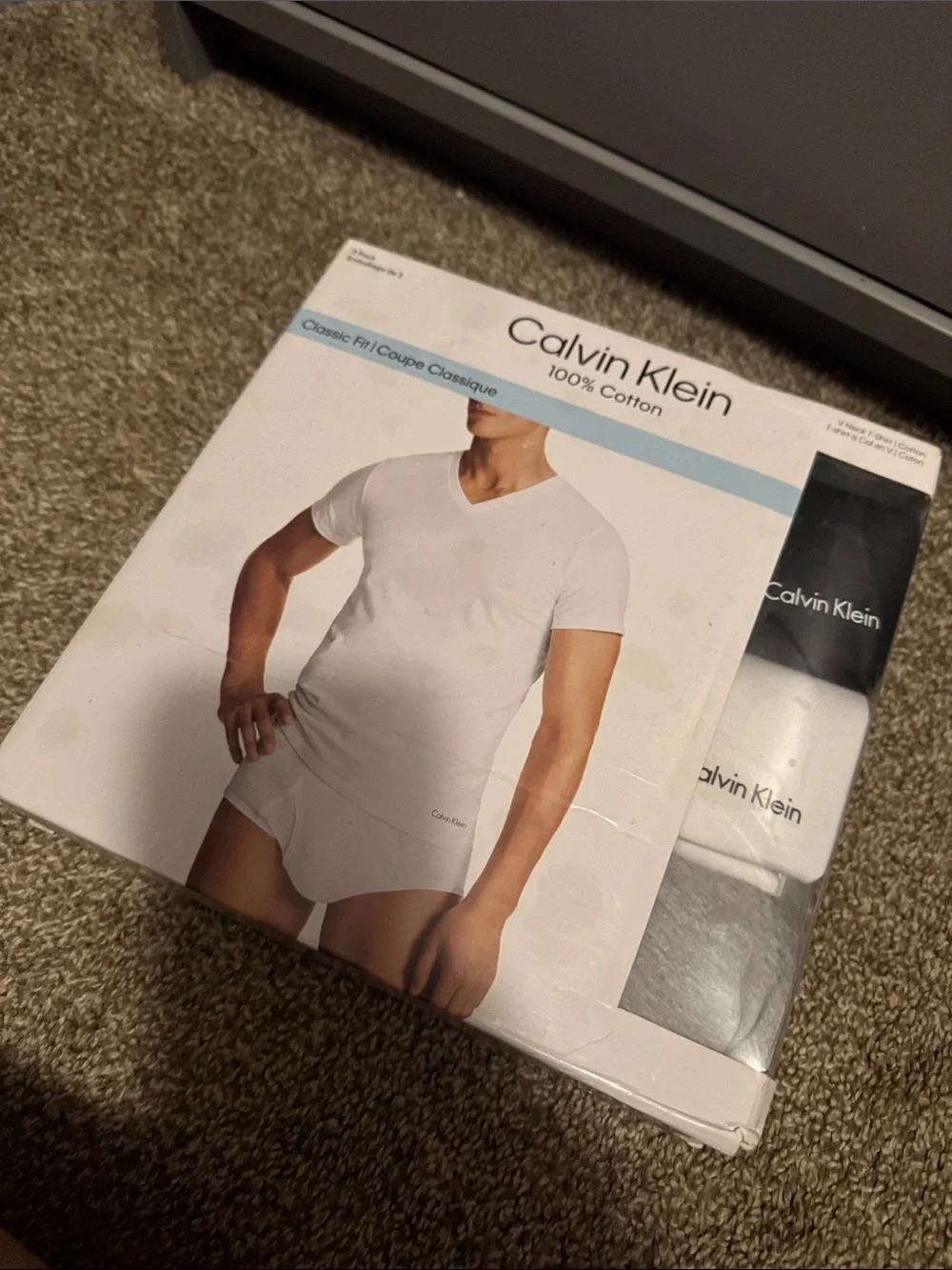 Calvin Klein Men’s 3-Pack Cotton V-Neck & Brief Set - White, Black, Gray
